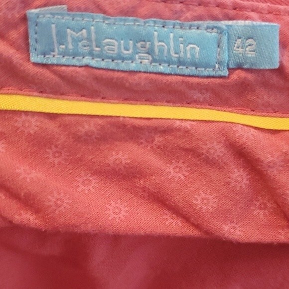 J. MCLAUGHLIN PINK LIGHT RED COTTON SHORTS MEN'S SIZE 42 FLAT FRONT PREPPY - Picture 3 of 8